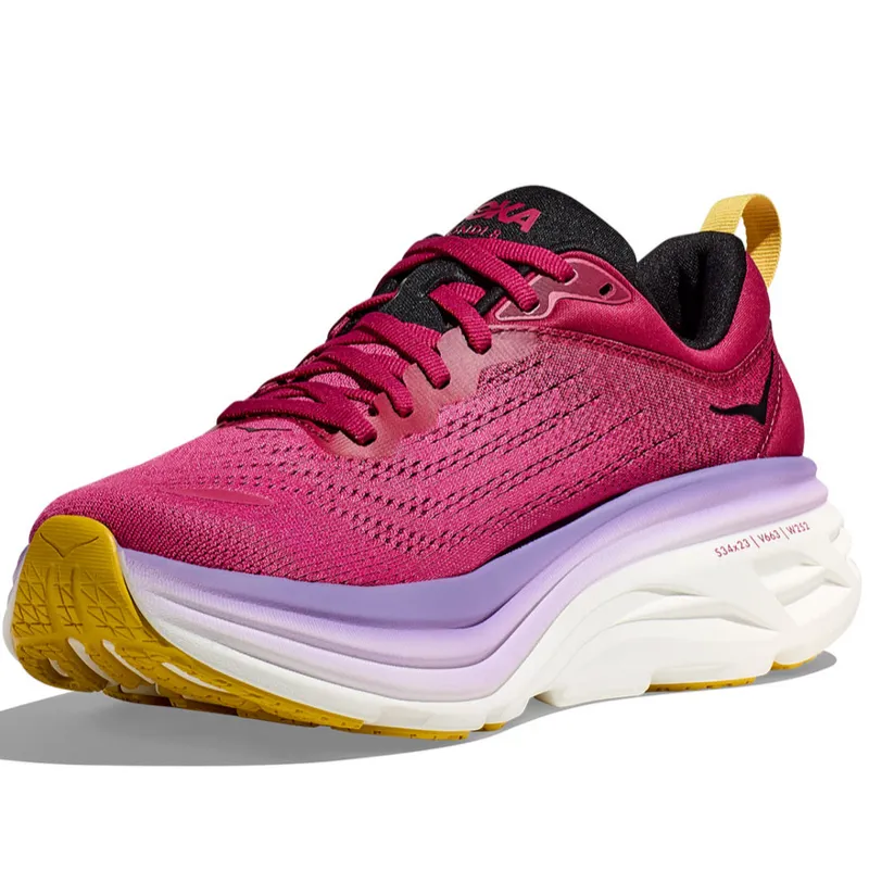 Hoka One One Women's Bondi 8 Running Shoes Cherries Jubilee/Pink Yarrow-3